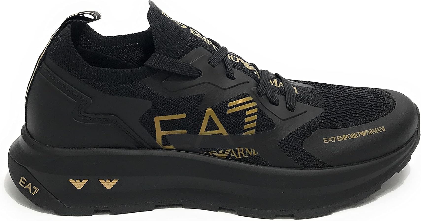 ✴︎GOLD✴︎ 様EMPORIOARMANI スニーカー　ブラック/ゴールド Emporio Armani EA7 EA7 Men's Black Socks Sneakers. Contrast